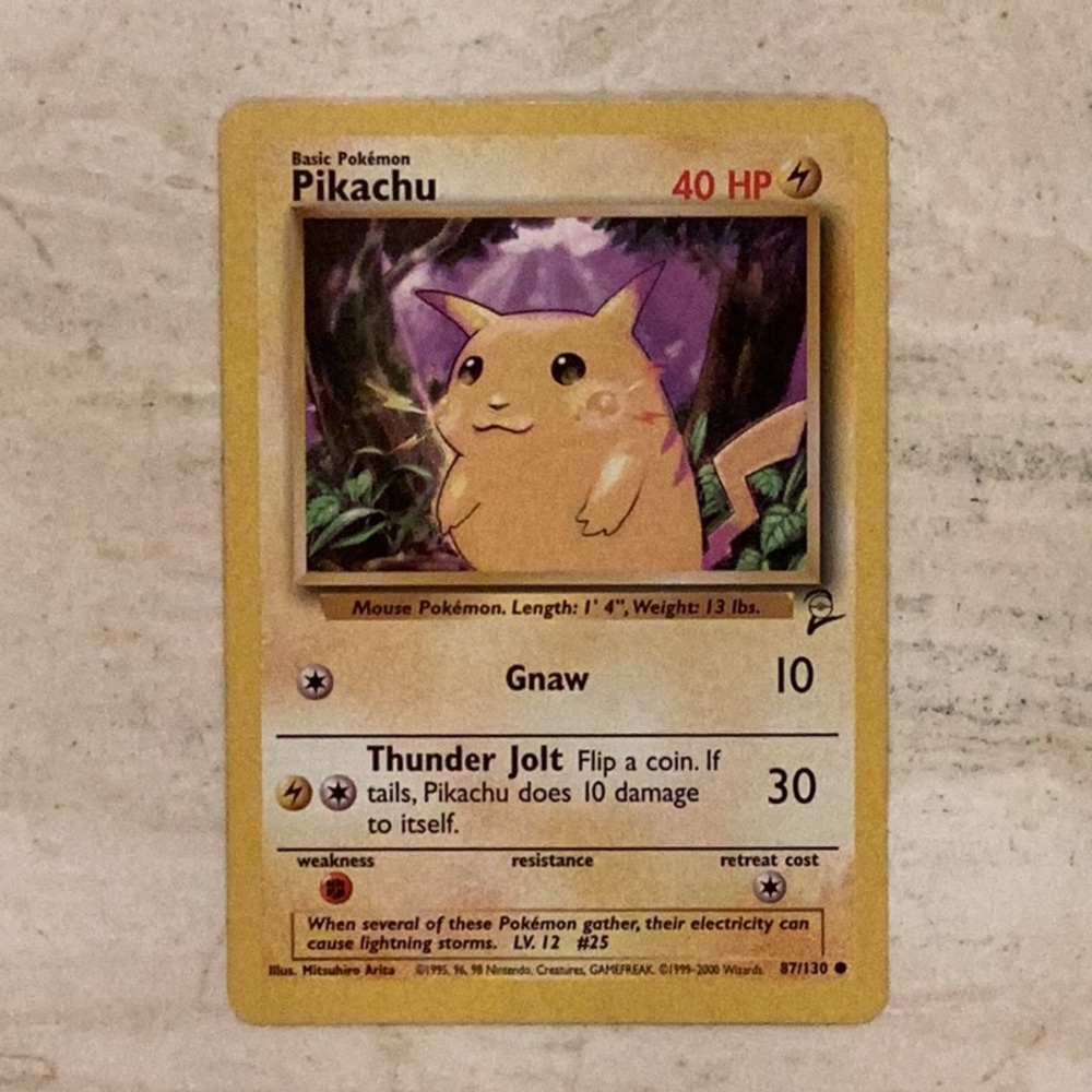 Pokemon Pikachu 1999 87/130 Base Set 2 #87 TCG Pokemon Card - Picture 2 of 6